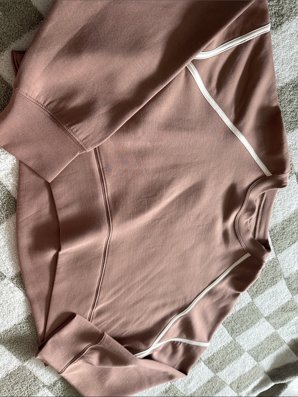 YPB Brown Crewneck Cropped Sweatshirt with White Piping - Picture 2 of 4